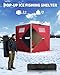 Garvee Pop-up Ice Fishing Tent for 3-4 Persons, Hub-Style Insulated Portable Ice Fishing Shelter with Carrying Bag, Zippered Door, Wind Rope & Anchors, Red