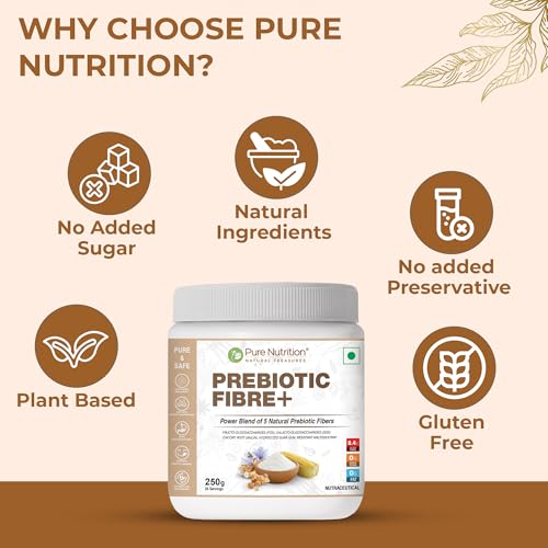 Image of Pure Nutrition Prebiotic Fiber Powder | Soluble and Insoluble fiber Supplement Powder for Gut Health & Digestion with Natural Blend of 5 Prebiotic Fibers for Digestive Health, Supports Bowel Regularity & Gut Microbiome | Zero Sugar & Zero Fat - 250g