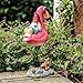 Jy.Cozy Gnome Garden Statue Funny Gnome Reclining on Flamingo Dwarf Figurines Resin Garden Gnomes Fall Decorations Outdoor for Patio Yard Lawn Porch Housewarming Ornament Gift