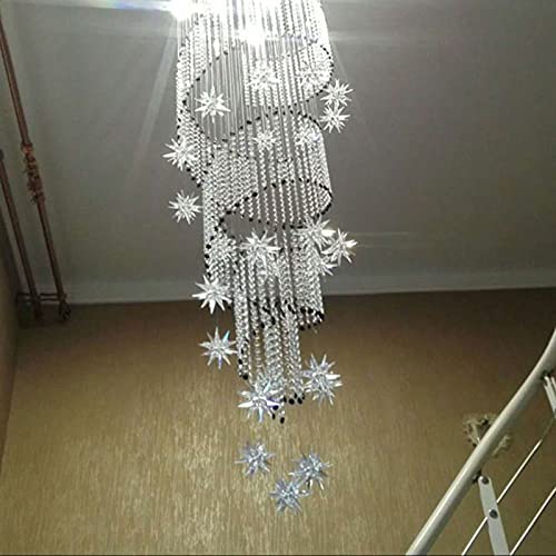 Modern K9 Crystal Spiral Raindrop Chandelier Lighting Flush Mount Dimmable Led Ceiling Light Fixture Pendant Lamp For Living Room Hotel Stairs Foyer Entryway,D19.7'' X H78.7'', 6 Gu10 Bulbs Included #TOP3