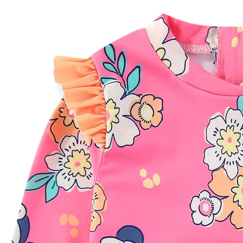 Image of Disney Minnie Mouse Girls UPF 50+ Long Sleeve Rash Guard and Bikini 2-Piece Swimsuit Set for Big Kids