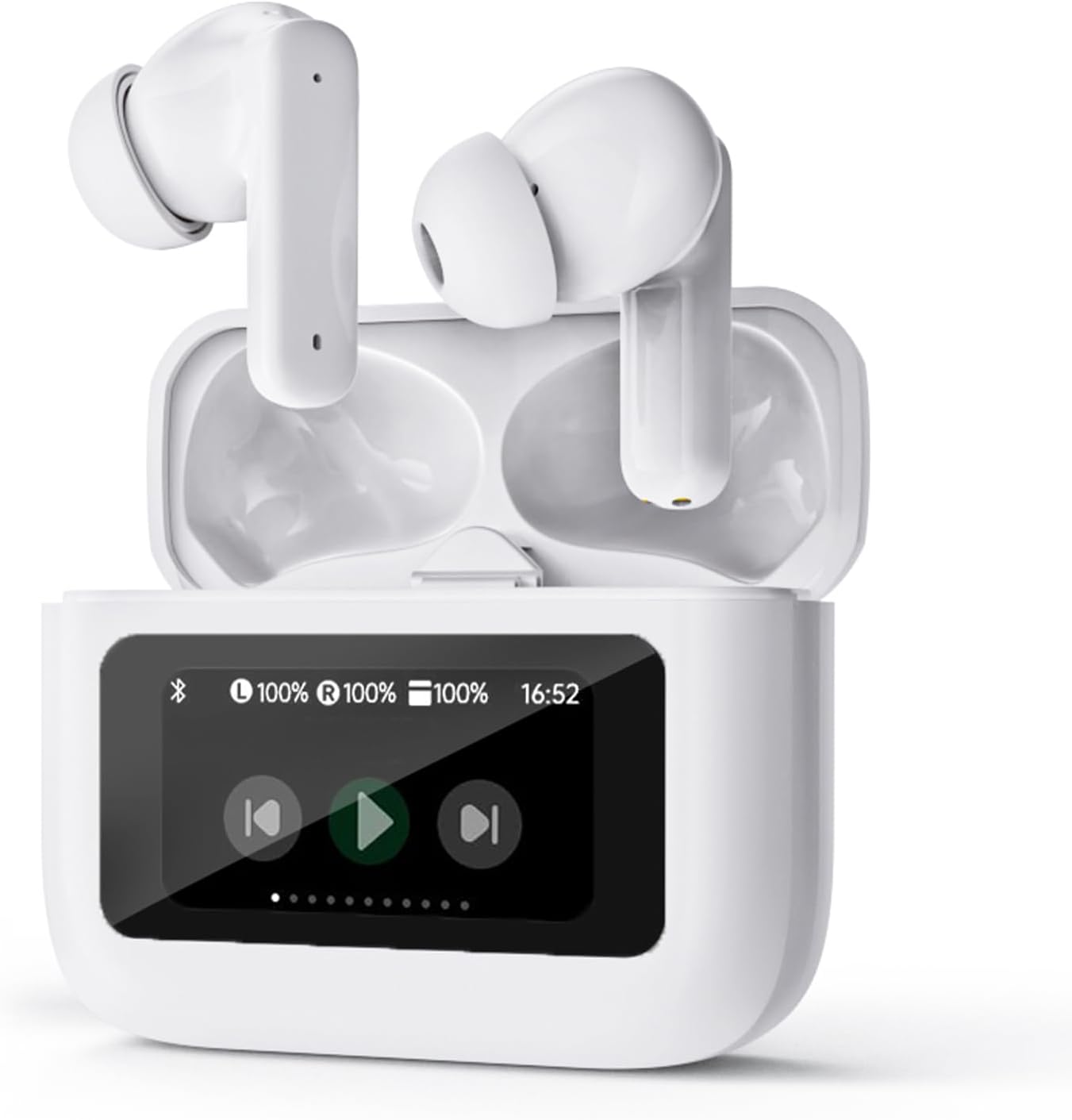 True Wireless Earbuds IPX7 Waterproof Bluetooth 5.4 In Ear Headphones with LED Touch Screen Sports Earbuds Blue Tooth Ear Buds for iPhone Android Phones Active Noise Cancelling TWS Touchscreen Earbuds