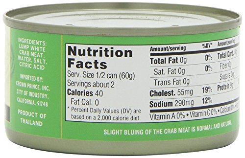 Crown Prince Natural Fancy White-Lump Crab Meat, 6-Ounce Cans (Pack of 12)
