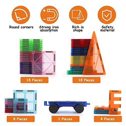 Magnetic Tiles, Fun Magnet Sets With Toy Car For Kids, Strong Magnet 3D Building Blocks Construction,Stem Toys For 3+ Year Old Boys/Girls,Birthday Xmas Gifts For Toddlers,Creativity Beyond Imagination #TOP2