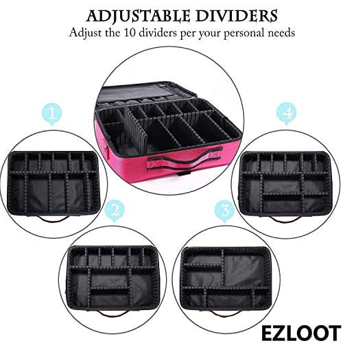 Image of Travel Makeup Case, Professional Cosmetic Train Cases Artist Storage Bag Make Up Tool Boxes Brushes Bags with Compartments Vanity Organizer (16 INCH(2 Layer), Pink)