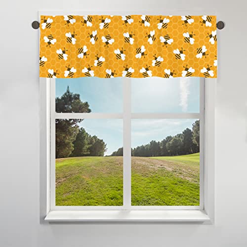 TropicalLife Cortinas de cenefa de abeja miel, cenefa de ventana con bolsillo para barra, cenefa de lino para cocina, sala de estar, dormitorio, baño, 42 x 12 pulgadas