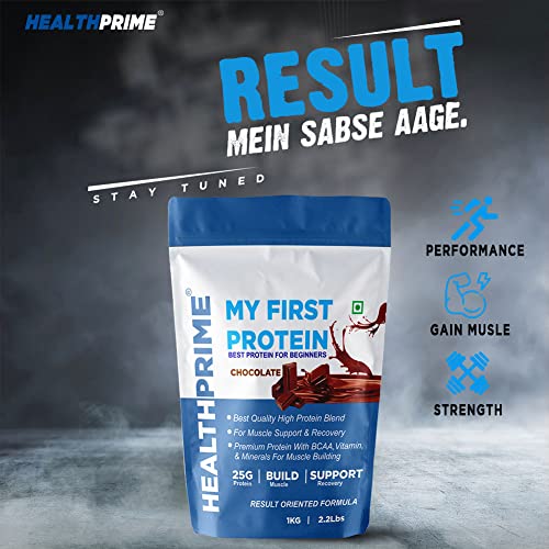 Image of HEALTHPRIME MY FIRST PROTEIN FOR WEIGHT GAIN, MUSCLE BUILDING AND MUSCLE MASS GAINER Whey Protein (CHOCOLATE, 1kg)