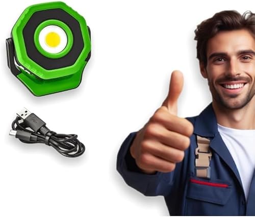 Braun Proyector LED magnético ultracompacto recargable de 750 lúmenes, incluye batería y cable de carga USB-C, cabezal giratorio de 360, haz de luz