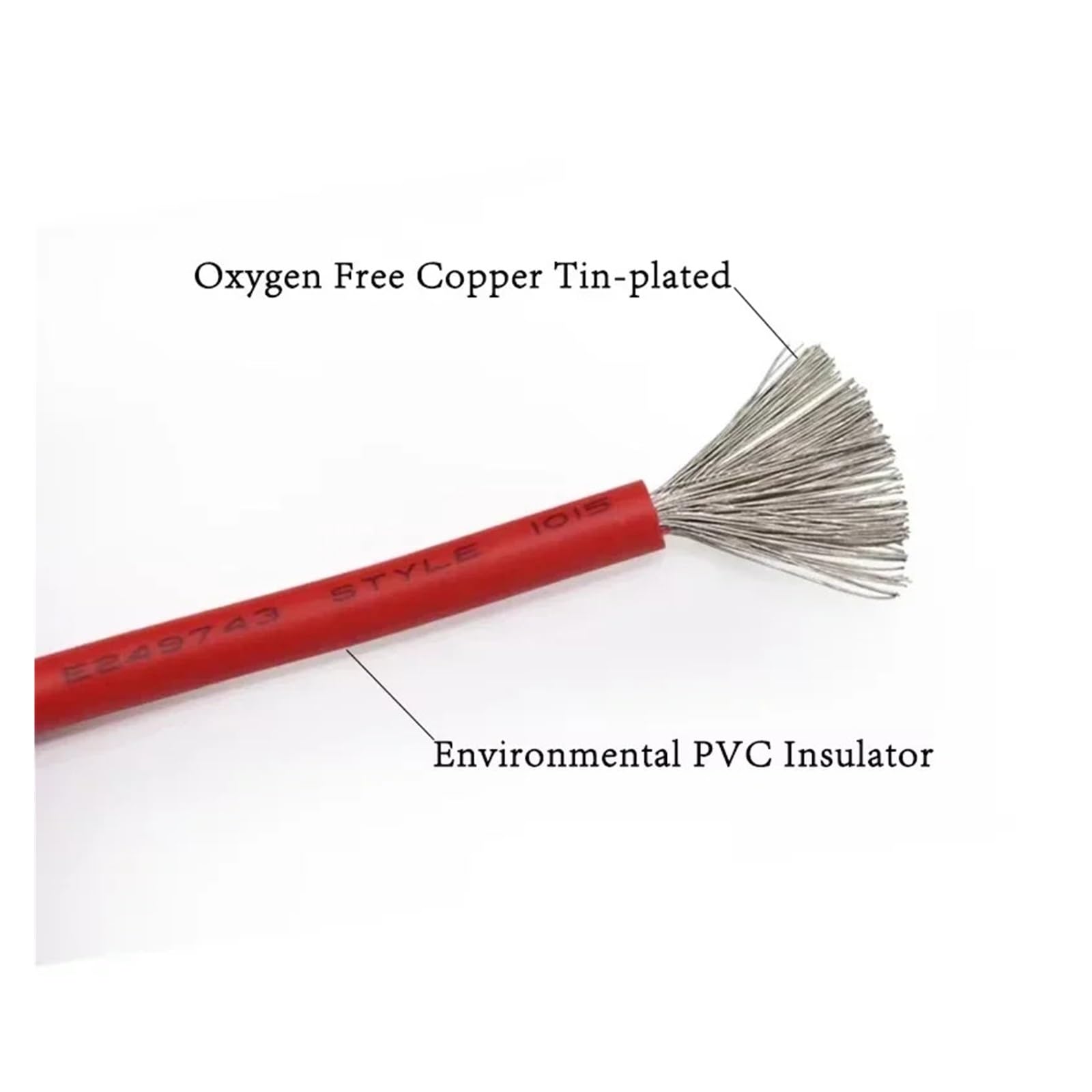 8-24 AWG 1015 Cable eléctrico 1/5/10m 600V 105℃ PVC