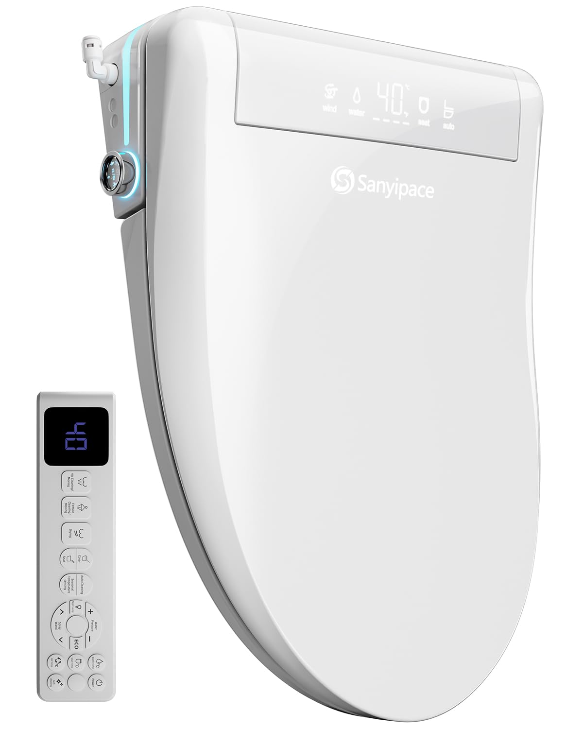 Sedile WC intelligente con acqua calda e asciugatrice, bidet sedile WC con ugello, sedile WC giapponese riscaldabile, WC con coperchio automatico e aromaterapia, bidet elettronico