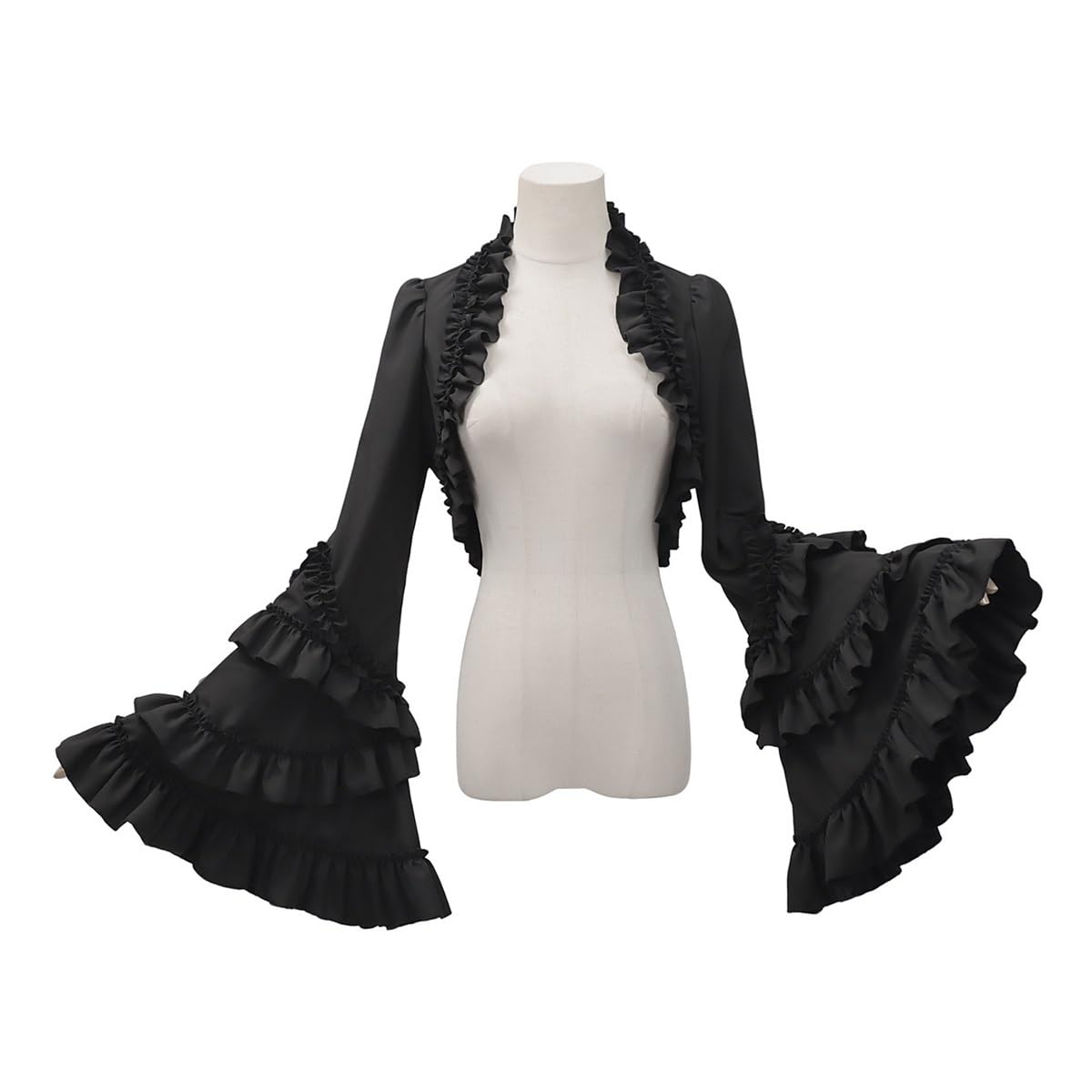 Giacca Steampunk a maniche lunghe svasata bianca con volant