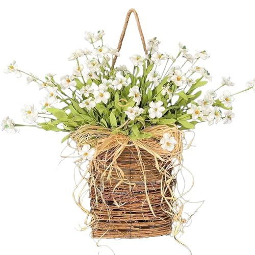 Krorifiu Basket Wreaths for Front Door, Spring Summer Door Hanging
