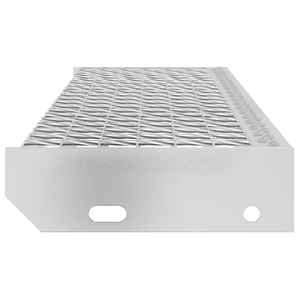 Gradino in acciaio zincato, 90 x 24 x 7 cm, antiscivolo, per interni ed esterni, con bordi antiscivolo