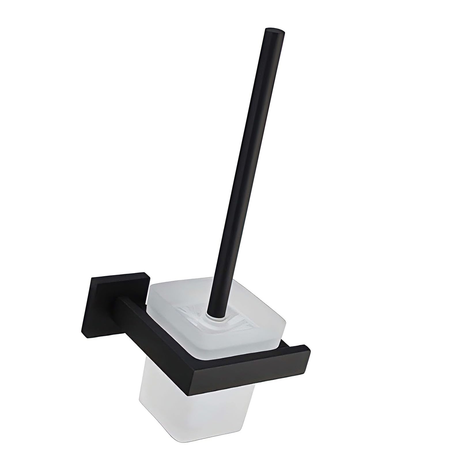 Erosion Resistant Steel Square Toilet Brush with Dense Bristle Bathroom Sanitation Modern Aesthetic Comfortable Handle Brush with Stand