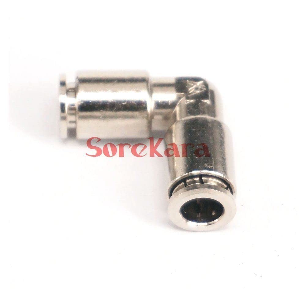 Pneumatic Nickel Brass Elbow Push in Connector Union Quick Release Air Fitting Plumbing Fit Tube O/D 8mm