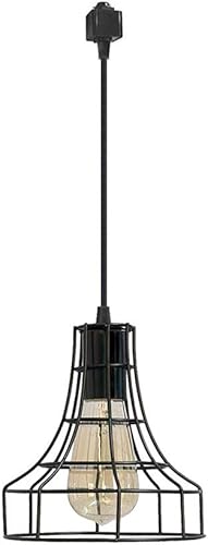 Kiven H-Type Track Iluminación colgante de una luz E26 Vintage Metal Cage Lámparas colgantes Iluminación lámpara industrial loft retro jaula de
