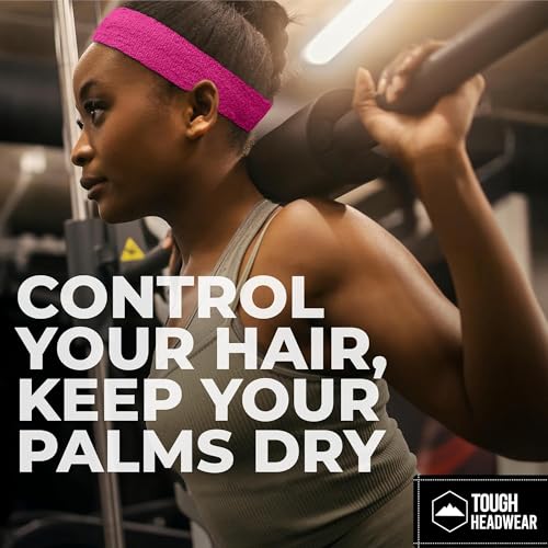Image of Tough Headwear Terry Cloth Headband - Sweat-Wicking Running Head Band - Basketball Accessories - Headband for Washing Face