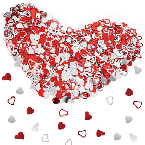 Image of FOIMAS Heart Table Confetti,2.1oz Valentine's Day Metallic Foil Heart Confetti Sequin for Valentine's Day Wedding Bridal Shower Birthday Party Decoration Supply