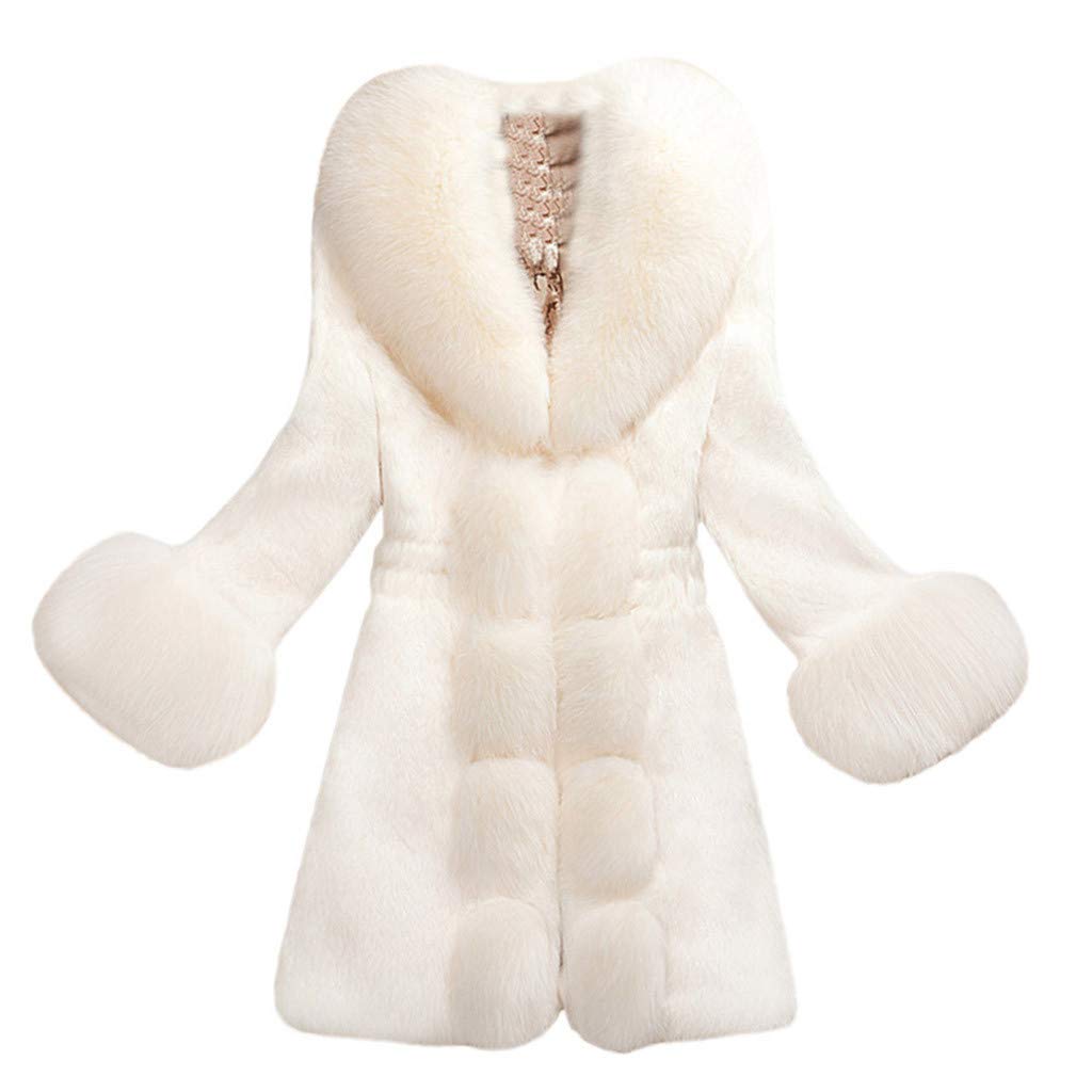 Womens Faux Fur Coat Fankle Plus Size Cardigan Jacket Long Trench Winter Warm Thick Outerwear Overcoat S-5XL
