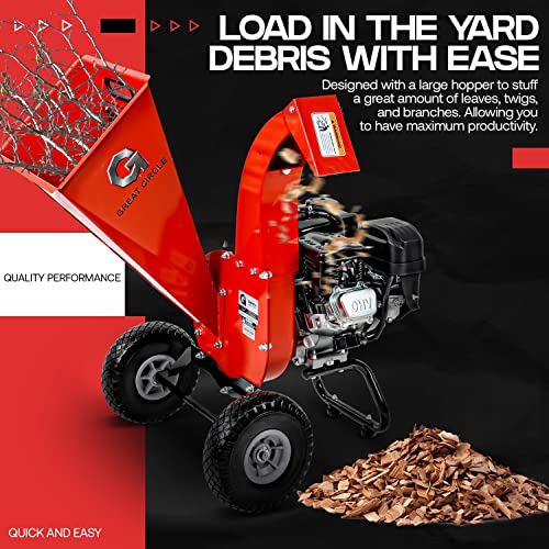 image for GreatCircleUSA Mini Wood Chipper Shredder Mulcher Ultra Duty 7 HP Gas 