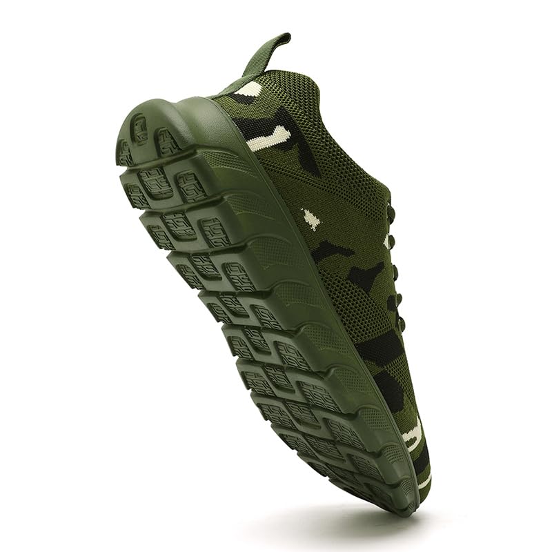 Image of Womens Tennis Shoes Sneakers Walking Running Gym Athletic Slip On Shoes Casual Workout Shoes for Women Lightweight Comfortable Breathable Dark Green US Size 7.5