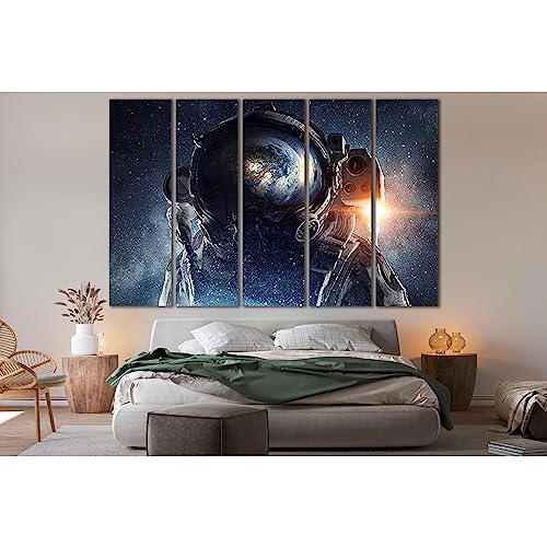 Cuadro de astronauta en lienzo decorativo de 3 paneles ZELLART 90x60cm 2