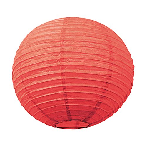 Party Pro 502115S Lanterne Japonaise, Papier de Riz, Corail, 15 x 15 x 15 cm