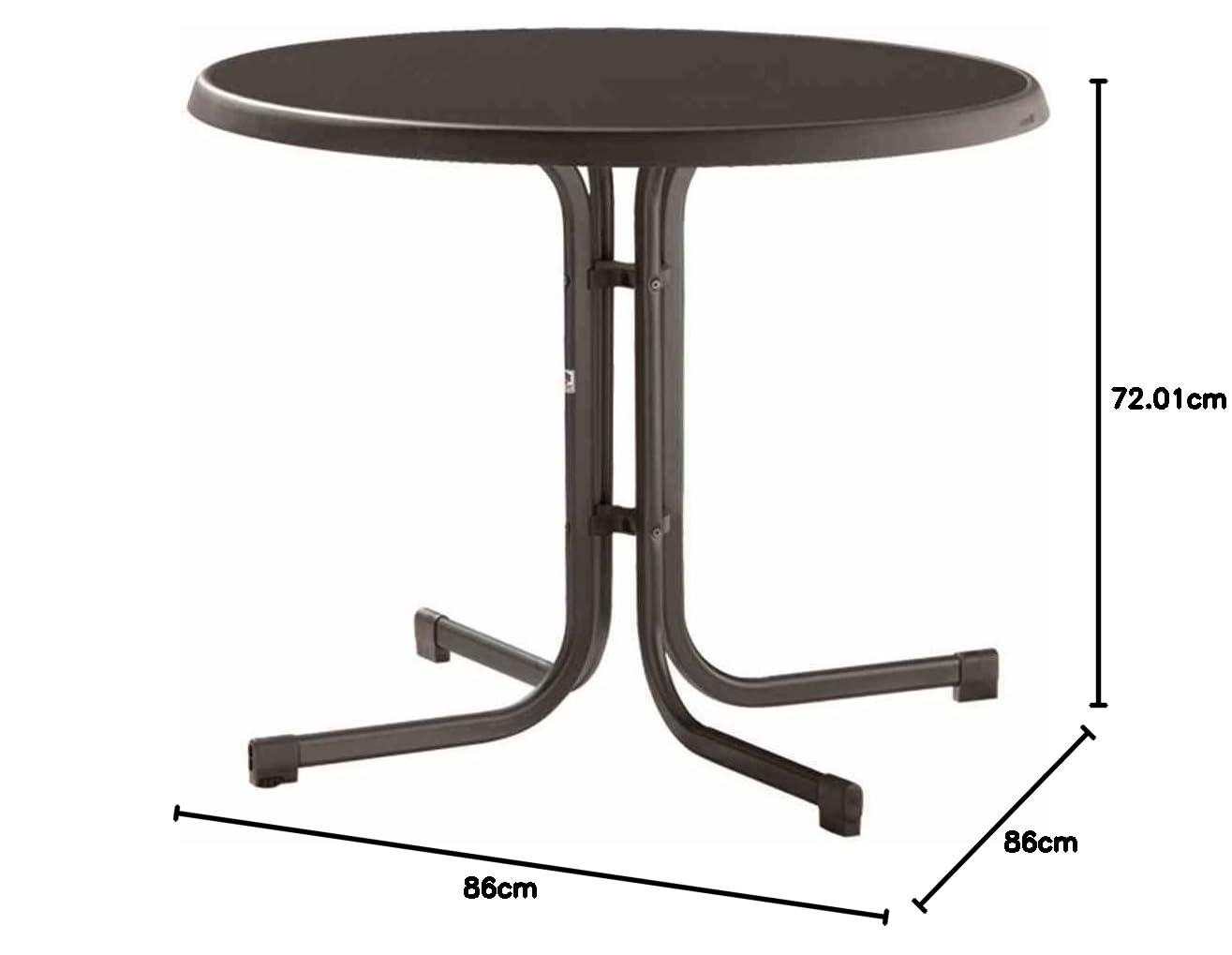 Sieger 209/G Boulevard-Klapptisch mit mecalit-Pro-Platte Ø 86 cm, Stahlrohrgestell eisengrau, Tischplatte Schieferdekor anthrazit