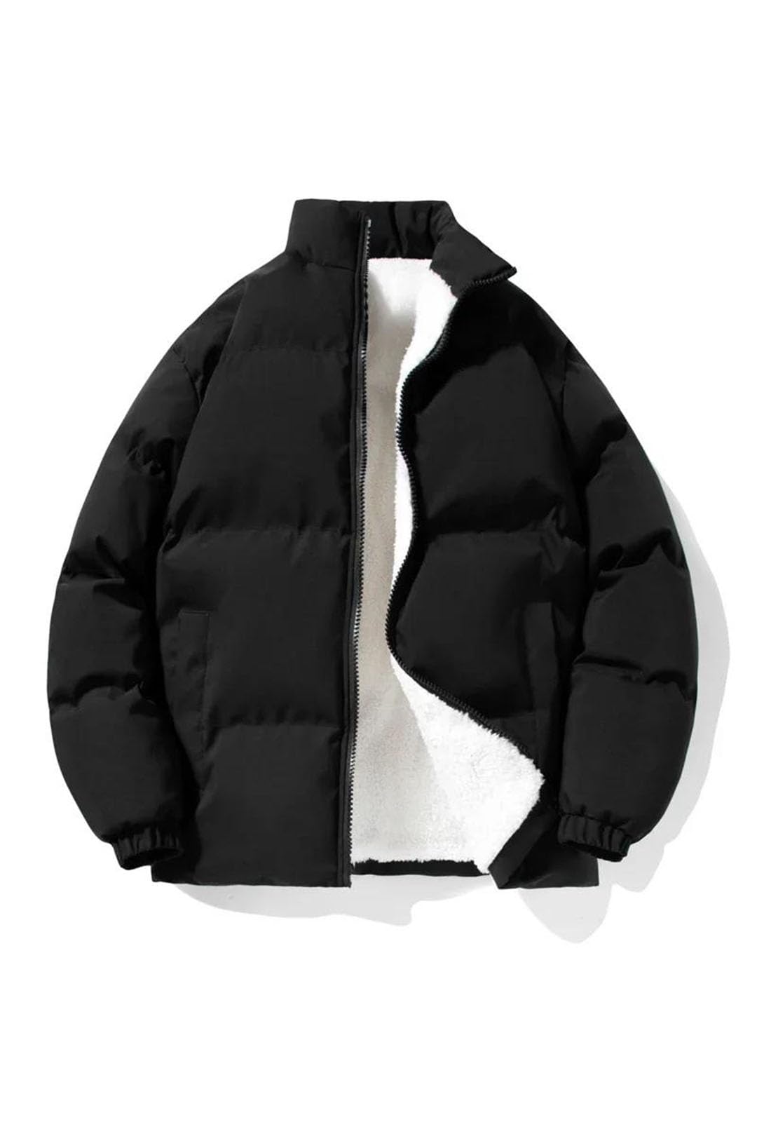 Piumino da uomo Inverno Tinta unita Caldo Addensato All'aperto Stand Collare Cappotto Allentato Imbottito