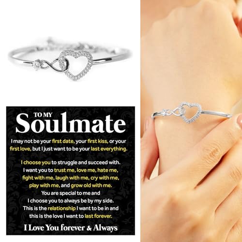 To My Soulmate Bracelet For Women With Heartfelt Message Card & Elegant Box, Bracelet For Girls, Soulmate Birthday, Wedding, Christmas Jewelry Gift From Boyfriend, Husband3
