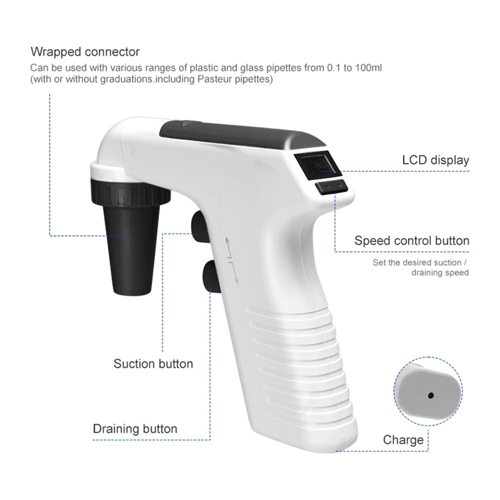 Labor Elektronischer Pipettencontroller Digitale Automatische Pipettiermaschine Motorisierte Pipettierhilfe für Biologie Chemie