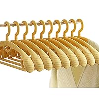 Plastic Clothes Hanger, Extra Thick Plastic Wide Shoulder Adult 360 Degrees Rotate Slip Resistant Standard Clothing Hanger Ideal for Everyday Use Yellow 10 Pack