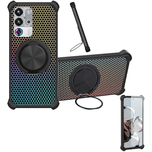�Ή� Nubia Red Magic 10 Pro �P�[�X Phone Case [1�� 9H+�d�x���� �K���X�t�B����][360°��]���X�^���h�A�}�O�l�b�g��]CX-06-HEI