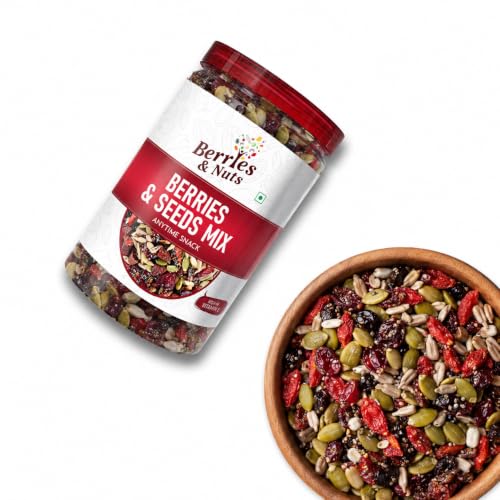 Image of Berries And Nuts Trail Mix | Berries & Seeds Mix | 200 Grams | 1 Bottle of 200 Grams | Cranberries, Blueberries, Gojiberries, Strawberries, Pumpkin, Sunflower, Chia, Watermelon, Flax Seeds