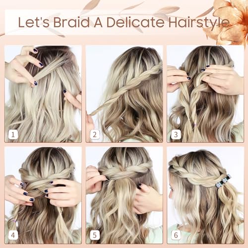 Pinzas para el cabello trenzadas con cristales brillantes 4 piezas miniatura 4