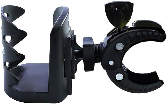 Universal Drink Cup Holder, Sticks & Clips on Stroller, Car, Walker, Bike, Boat, Folding Chair, Wheelchair, Holds Beer, Coffee, Wine Glass