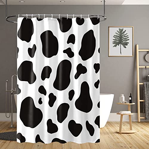 Defouliao Cow Print Shower Curtain Framhouse Black And White Milk Cow Shower Curtain For Kids Bathroom Abstract Animal Cowhide Pattern Decor Fabric Shower Curtain Set For With Hooks 72" W X 72" H #TOP2