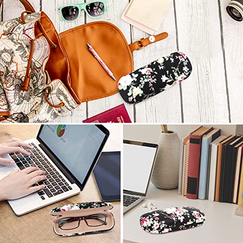 Image of Glasses Case Hard Shell Eyeglass Case for Women Fabrics Floral Retro Spectacle Case Box Portable