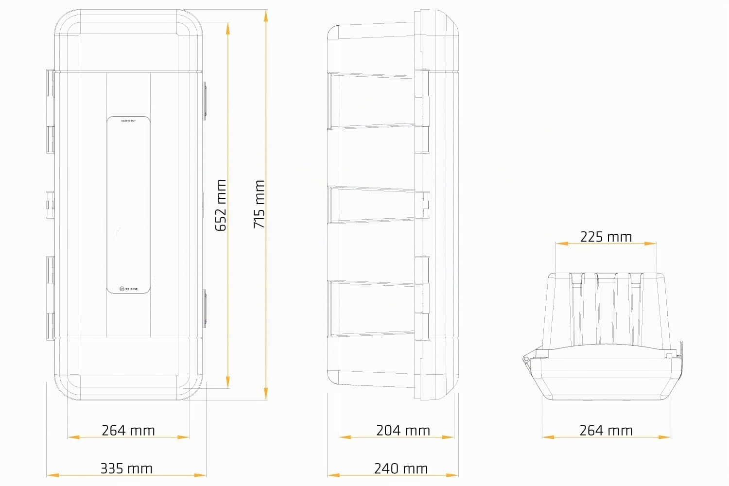 DAKEN Scatola portaestintore REGON 715x335x240 mm cassetta per estintore 6/9 kg per camion LKW rimorchi e mezzi pesanti contenitore plastica rosso nero