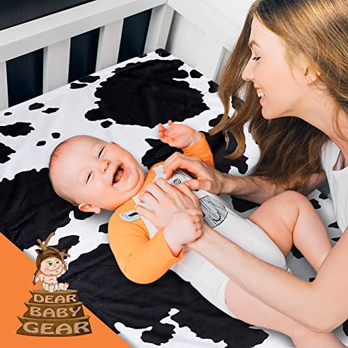 Image of Dear Baby Gear - Reversible Baby Blankets - Soft Nursery Blanket for Newborn - Toddler Blankey - Throw Blanket for Boys & Girls - Infant Blankets - 40x30 (Holstein Cow, No Ruffle)