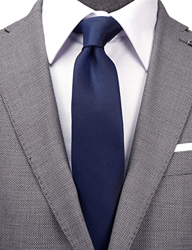 Zenxus Skinny Solid Ties For Men, 2.5 Inch Slim Neckties Matte Plain Assorted, Navy, Green, Burgundy, Coffee, 4-Pack #TOP3