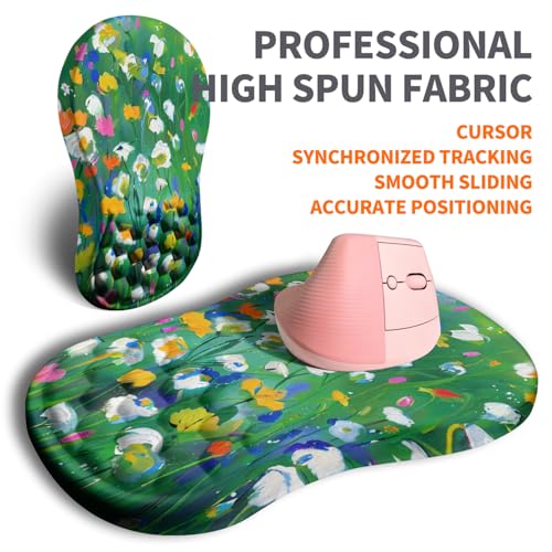 Image of Ergonomic Joint Wrist Support Mouse Pad with Memory Foam Cushion Massage Bump, Carpal Tunnel Pain Relief Mousepad Slope Design for Wrist Rest, 11.8x7.9 in, Iris