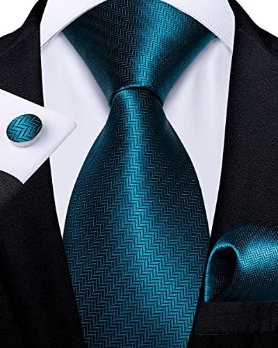 Image of DiBanGu Silk Ties for Men Necktie and Lapel Pin Brooch Set Formal Woven Paisley Plaid Striped Solid Tie Wedding Party