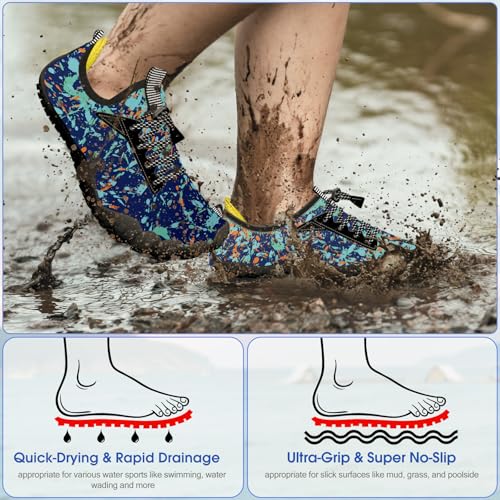 Image of Built-in Heel Grips Water Shoes for Kids Girls Boys Hiking Wide Barefoot Swim Beach Pool Big Kid