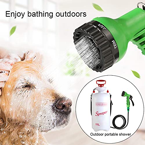 CLICIC Pressure Sprayer with 7 Spray Modes, Camping Shower with Removable Hose and Shower Head for Camping Outdoor Traveling Hiking and Pet Bath (2.9 Gallon)