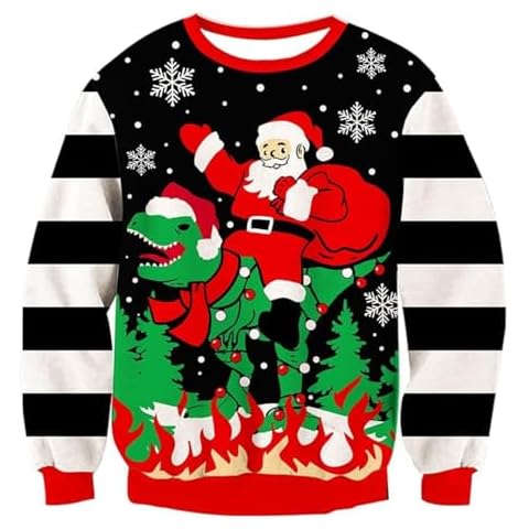Momkonzz Kids Dinosaur Santa Christmas Jumper Cover