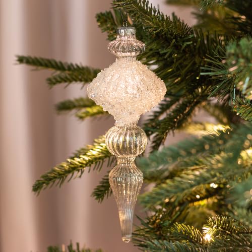 KI Store weihnachtskugeln Weiss transparenti Glas 4 Stücke Ornamente für Weihnachtsbaum Christbaumkugeln Glas Weihnachtsdekoration Kugeln – Ansicht 6