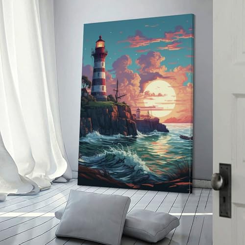 Phare côtiers murale décoration tableau impression sur toile affiche 30x45cm - 3