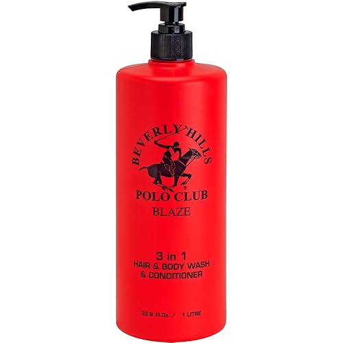 Beverly Hills Polo Club Champú acondicionador y gel de baño 3 en 1 para hombre con aromas de lujo Blaze Blue Classic and Sexy 33.8 oz BHPC (Blaze)