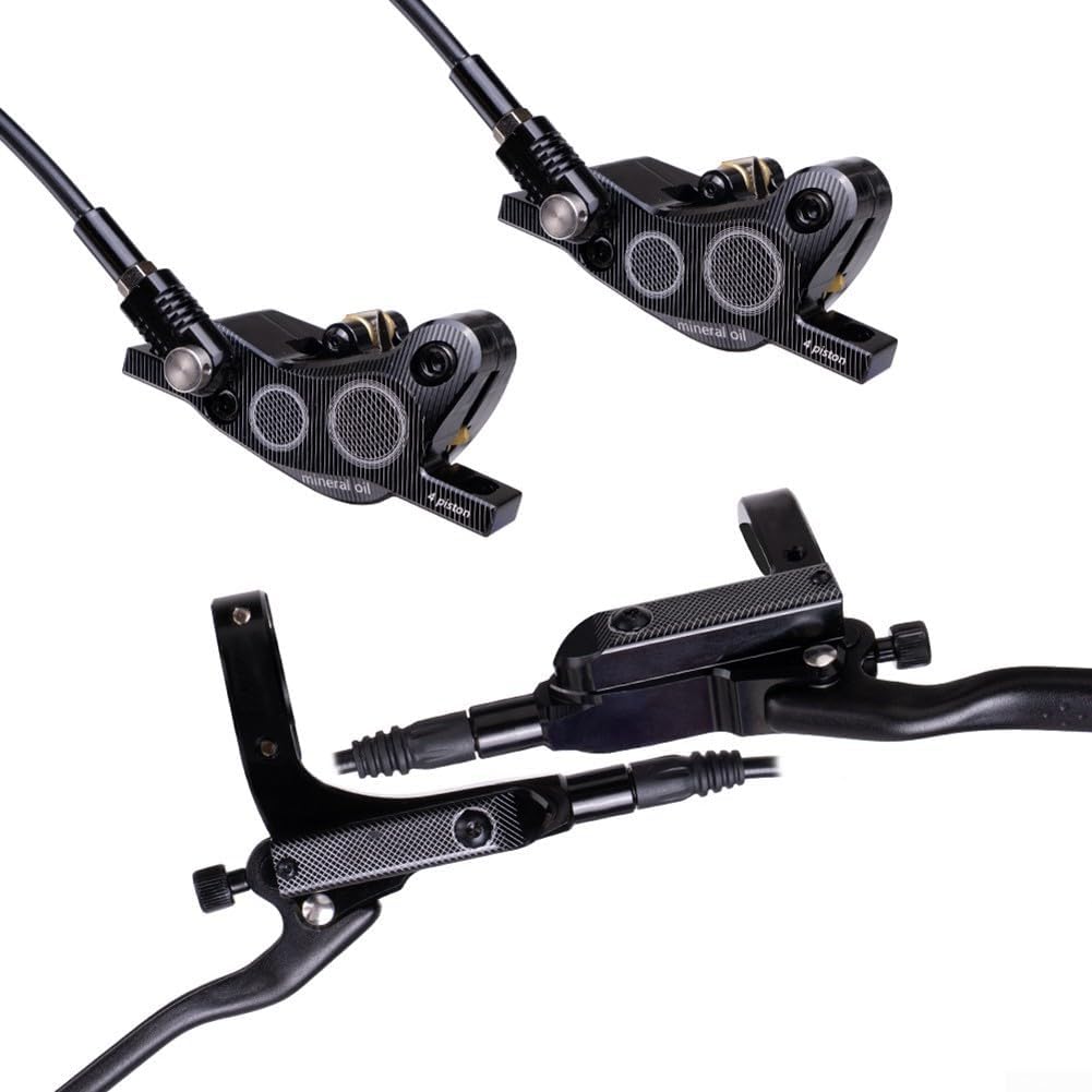 Juego de frenos de disco hidráulicos con 4 pistones para MTB y bicicletas de carretera ofrece un frenado suave y controlado (Bule)